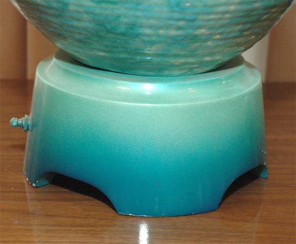 Ceramic Pair of Turquoise Lava Glaze Lamps