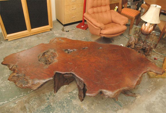 Large redwood coffee table 3
