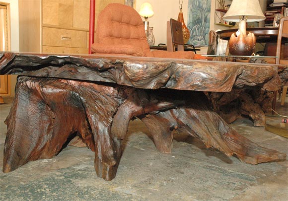 Large redwood coffee table 4