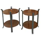 Pair Art Modern Grain Painted End Tables