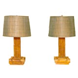 Pair of faux bamboo table lamps
