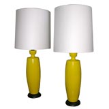 Pair of Yellow Ceramic Lamps