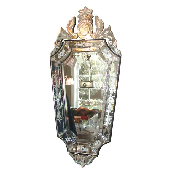 Etched and Beveled Venetian Mirror