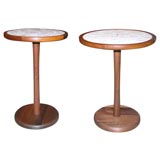 Martz walnut and ceramic tile side tables-1950's