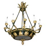 A 12 Light French Empire Chandelier with Neo-Classical Motifs