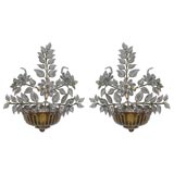 Antique Pair Bagues gilt tole wall sconces.