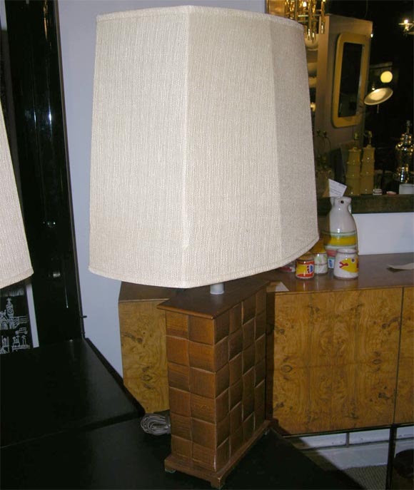 Pair of Oak Table lamps by Paul Laszlo for Brown Saltman 2