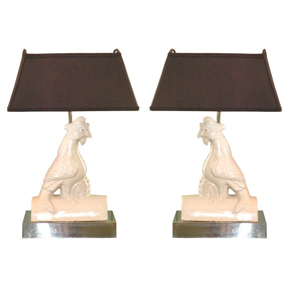 Pair of Chinese Roof Tile Lamps