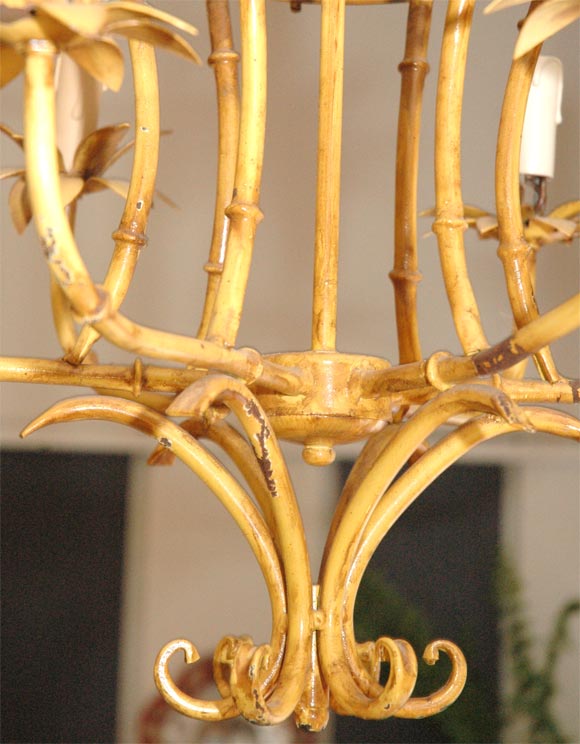 Italian Faux Bamboo and Flower Leaf Chandelier