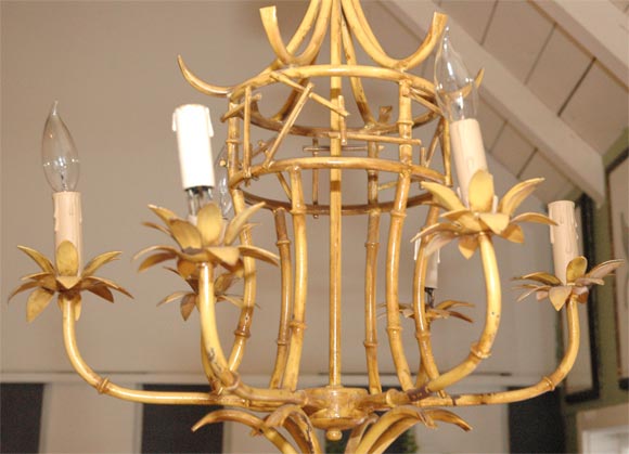 Faux Bamboo and Flower Leaf Chandelier 2