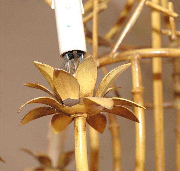 Faux Bamboo and Flower Leaf Chandelier 4