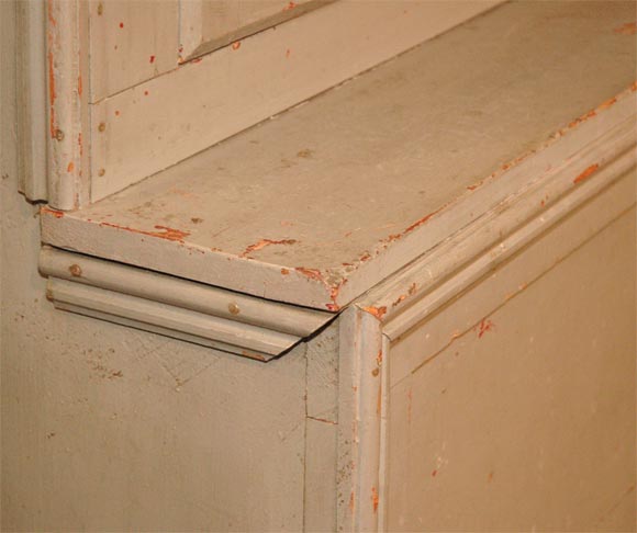19THC FOLKY ORIGINAL GREY OVER RED PAINTED STEPBACK CUPBOARD 2