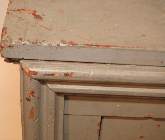 19THC FOLKY ORIGINAL GREY OVER RED PAINTED STEPBACK CUPBOARD 4