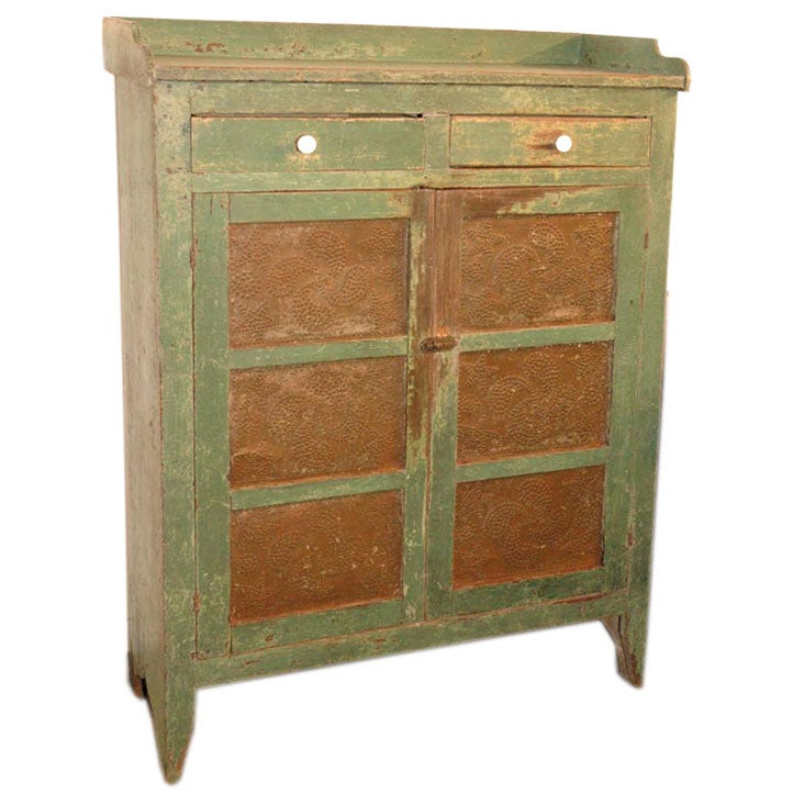 19THC ORIGINAL GREEN PAINTED PIE SAFE FROM PENNSYLVANIA