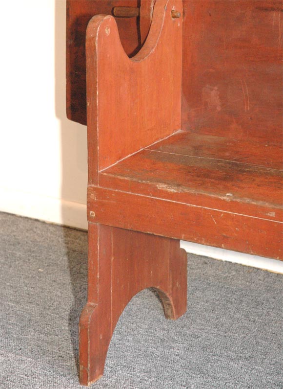 19THC DIMINUTIVE  NEW ENGLAND  ORIGINAL RED PAINTED HUTCH TABLE 4