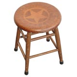 19THC ORIGINAL PAINT DECORATED MILKING STOOL