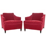 Pair of Red Velvet Club Chairs