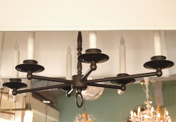 Modern Paul Marra Design Six Arm Fixture with Scalloped Shade