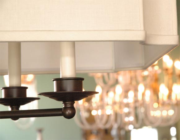 Contemporary Paul Marra Design Six Arm Fixture with Scalloped Shade