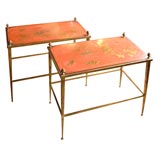 PAIR OF BRONZE DORE TABLES