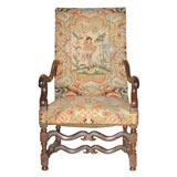 Regence Period Walnut Armchair with Original Tapestry