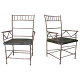 Pair Iron Faux Bamboo Chairs