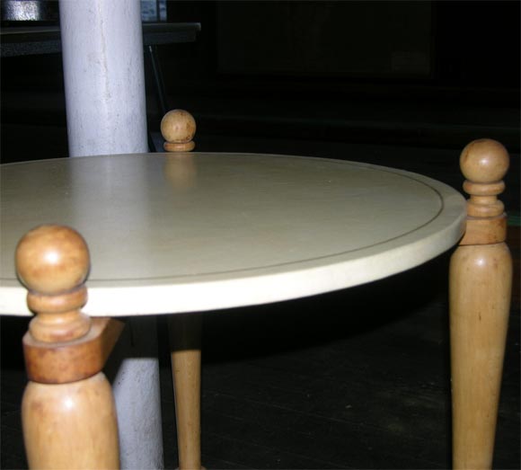 Leather Arbus style Parchment Top Table For Sale