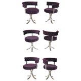 Set of Six Brushed Steel Dining Chairs
