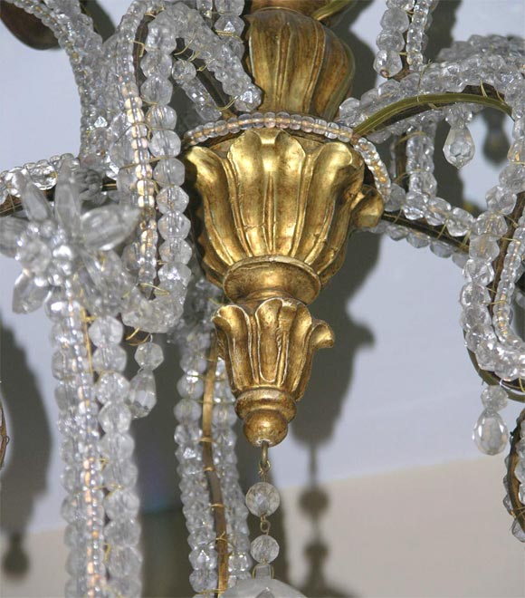 20th Century Large Giltwood and Crystal Chandelier For Sale