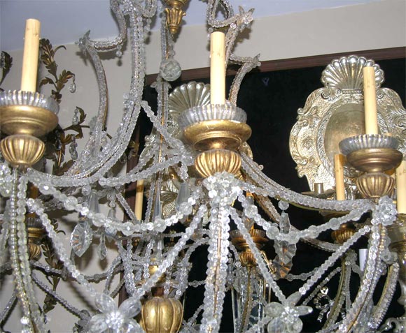Large Giltwood and Crystal Chandelier For Sale 1