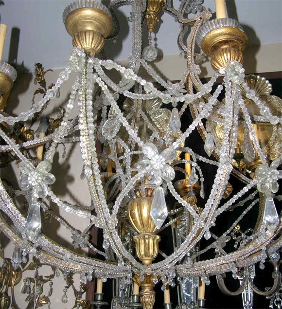 Large Giltwood and Crystal Chandelier For Sale 2