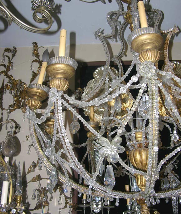Large Giltwood and Crystal Chandelier For Sale 3