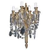 Set of 6 Bronze and Crystal Sconces