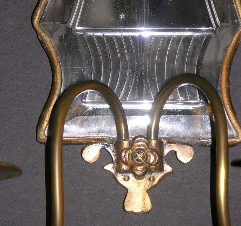 Pair of etched mirror sconces
