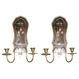 Pair of etched mirror sconces