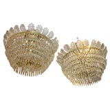 Pair of gilt chandeliers with crystals