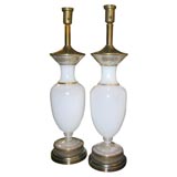Antique Pair of 1920
s French opaline lamps