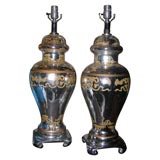 Antique Pair of mercury glass lamps