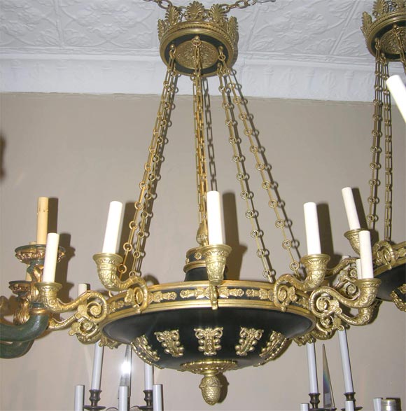 Mid-20th Century Pair of Empire Style Chandeliers, Sold Individually For Sale