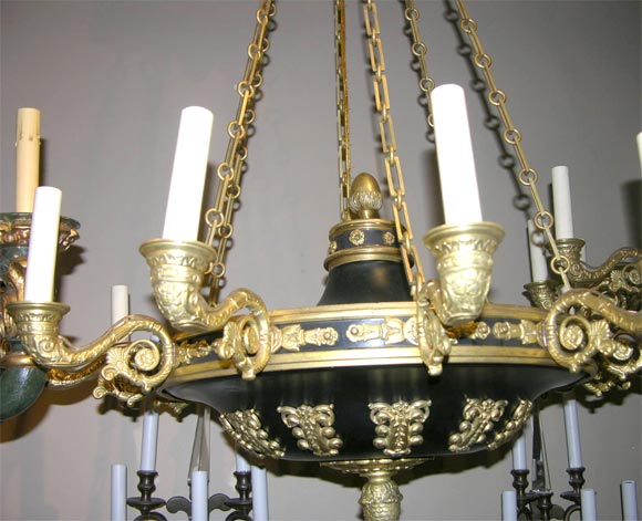 Ormolu Pair of Empire Style Chandeliers, Sold Individually For Sale