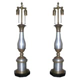 Pair of Silver-toned Tole Table Lamps