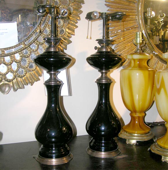 Black Opaline Glass Lamps
