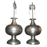 Pair of silver lamps
