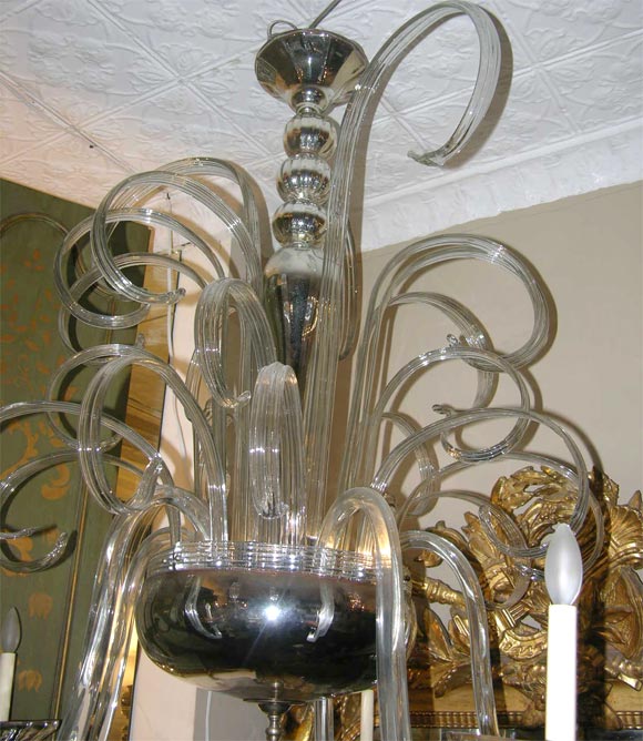 Large Art Deco Glass Chandelier For Sale 1