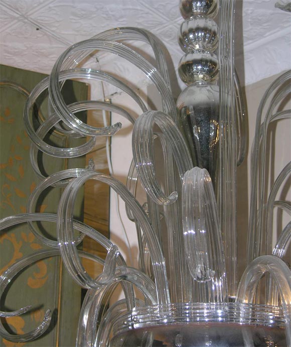 Large Art Deco Glass Chandelier For Sale 2