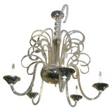 Large Art Deco Glass Chandelier