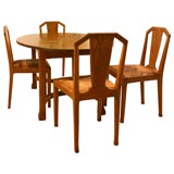 Elmwood Dining Table & Four Chairs -- 20th Century