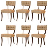 A Set of Six Biscuit Tufted "Klismos" Style Chairs