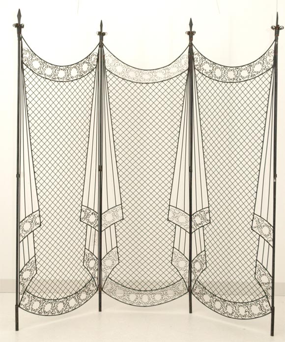 An Italian Filigree Metal Folding Screen