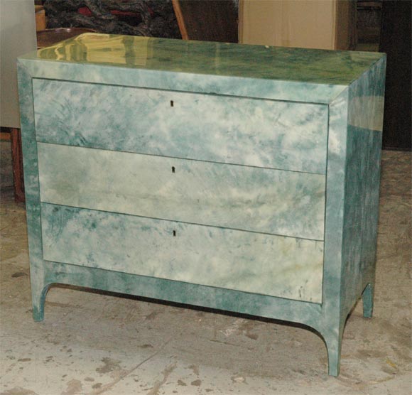 Green Parchment 3-Drawered Commode
